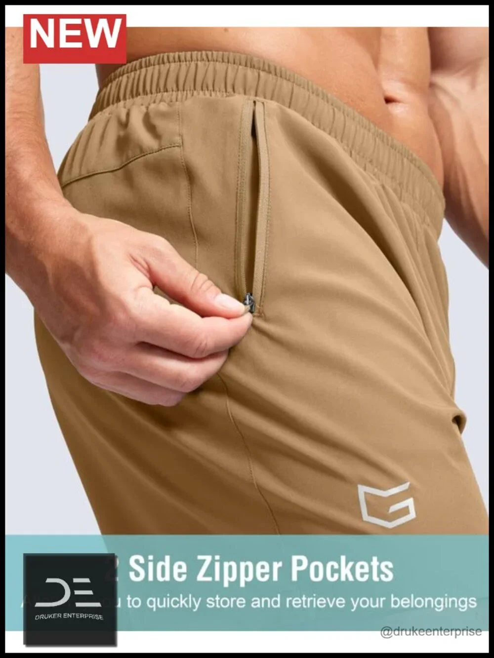 Men's Athletic Running Shorts Quick Dry Breathable with Zipper Pockets
